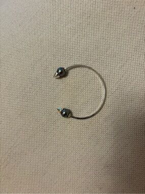 Stella & Dot Silver Open Cuff Bracelet with Dark Hematite Bead Tips